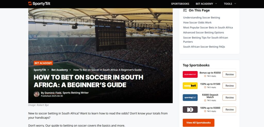 How To Bet on Soccer in South Africa - Dominic Field iGaming writer