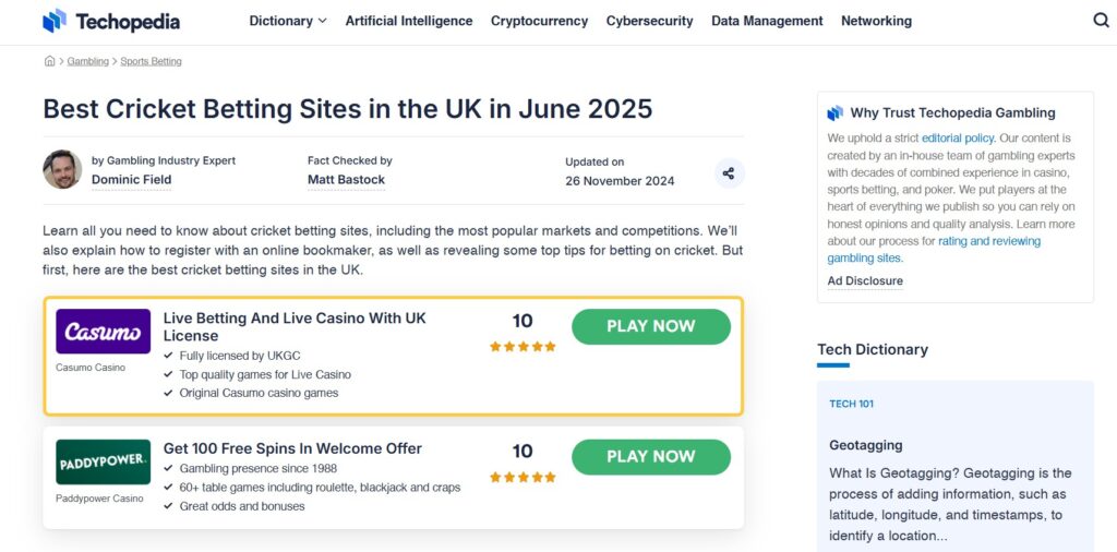 Best Cricket Betting Sites in the UK - Dominic Field iGaming writer