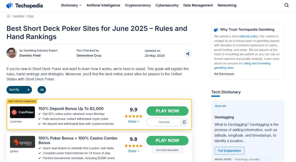 Best Short Deck Poker Sites, Rules and Hand Rankings - Dominic Field iGaming writer