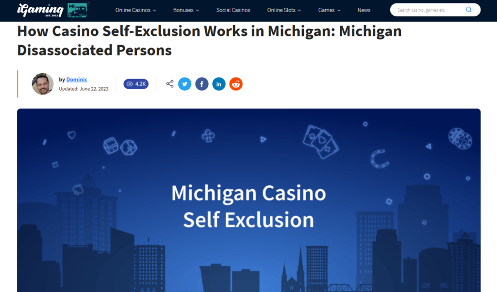 How Casino Self-Exclusion Works in Michigan - Dominic Field iGaming writer