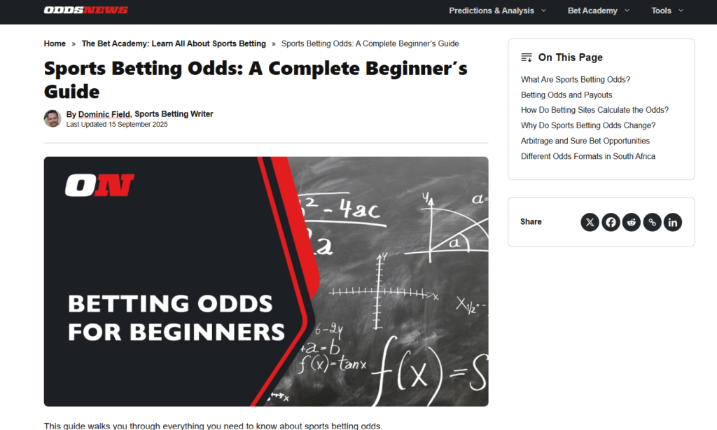 Sports Betting Odds: A Complete Beginner’s Guide - Dominic Field iGaming writer