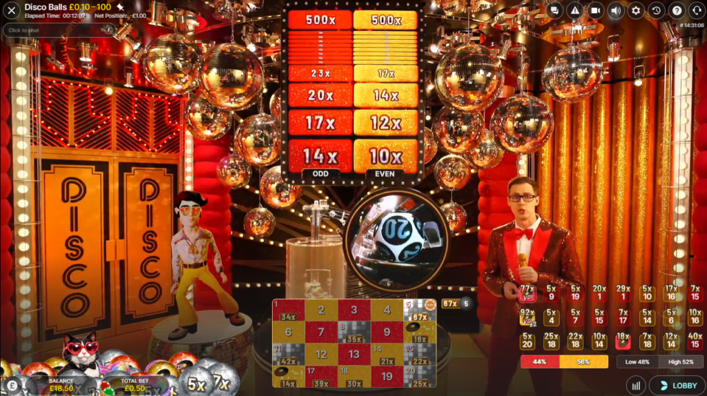 A round of Disco Balls ends after the 20 result ball is drawn